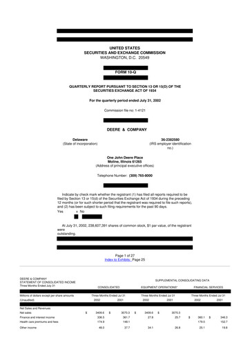 Thumbnail Deere & Company (John Deere) 10-Q Quarterly Report FY 
