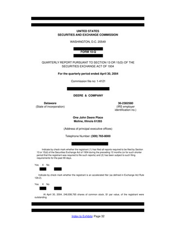 Thumbnail Deere & Company (John Deere) 10-Q Quarterly Report FY 