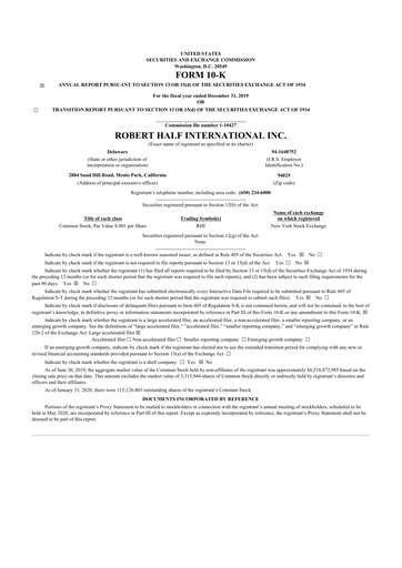 Thumbnail Robert Half 10-K Annual Report 2019