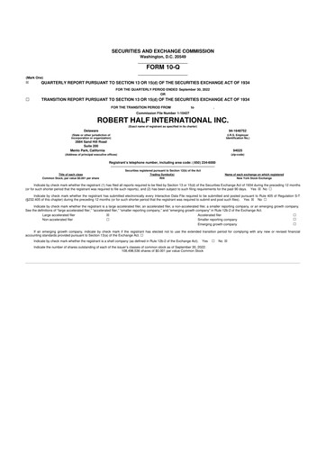 Miniature Robert Half 10-Q Rapport trimestriel 2022 