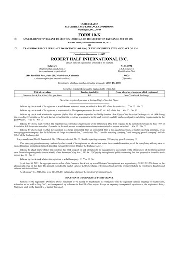 Thumbnail Robert Half 10-K Annual Report 2022