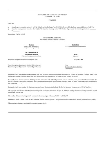 Thumbnail Hurco Companies 10-K Annual Report 