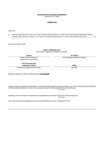 Thumbnail Hurco Companies 10-Q Quarterly Report FY 