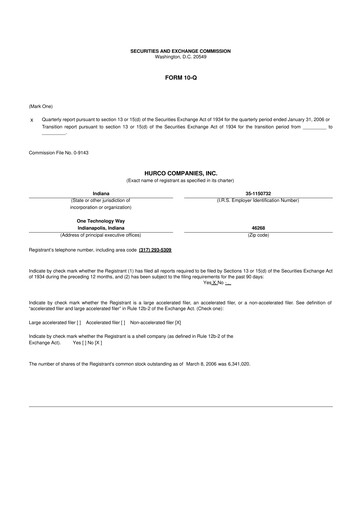 Thumbnail Hurco Companies 10-Q Quarterly Report FY 