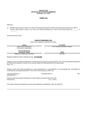 Thumbnail Hurco Companies 10-Q Quarterly Report FY 