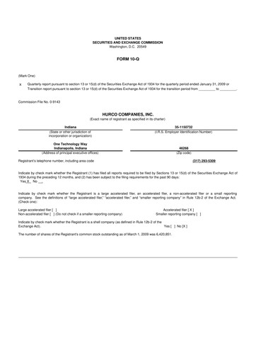 Thumbnail Hurco Companies 10-Q Quarterly Report FY 