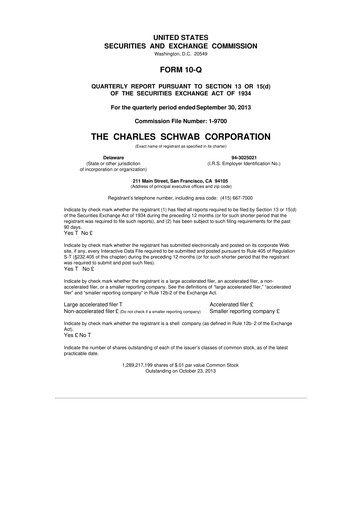 Thumbnail Charles Schwab 10-Q Quarterly Report FY2013 