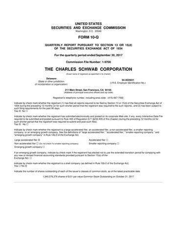 Thumbnail Charles Schwab 10-Q Quarterly Report FY2017 