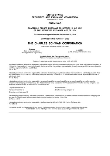 Thumbnail Charles Schwab 10-Q Quarterly Report FY2018 