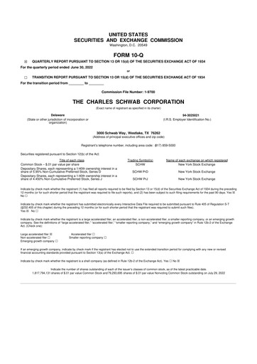Thumbnail Charles Schwab 10-Q Quarterly Report FY2022 
