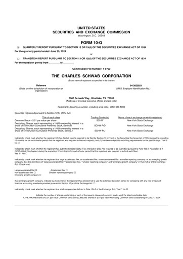 Thumbnail Charles Schwab 10-Q Quarterly Report FY2024 