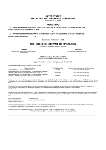 Thumbnail Charles Schwab 10-Q Quarterly Report FY 