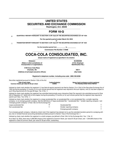 Thumbnail Coca-Cola Consolidated 10-Q Quarterly Report FY2024 
