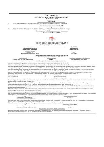 Thumbnail Coca-Cola Consolidated 10-K Annual Report 2024