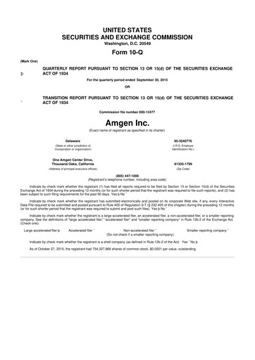 Miniature Amgen 10-Q Rapport trimestriel 2015 