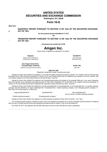 Miniature Amgen 10-Q Rapport trimestriel 2017 