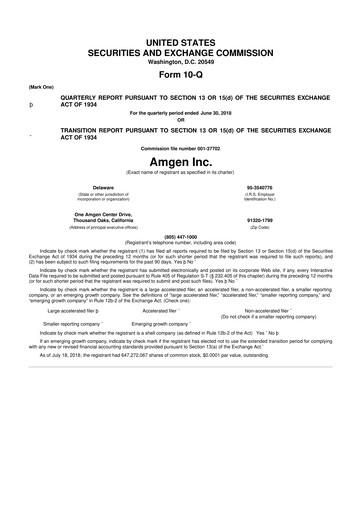 Miniature Amgen 10-Q Rapport trimestriel 2018 