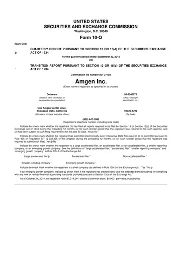 Miniature Amgen 10-Q Rapport trimestriel 2018 
