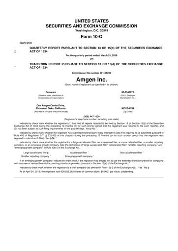 Miniature Amgen 10-Q Rapport trimestriel 2019 