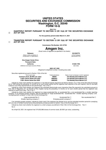 Miniature Amgen 10-Q Rapport trimestriel 2021 