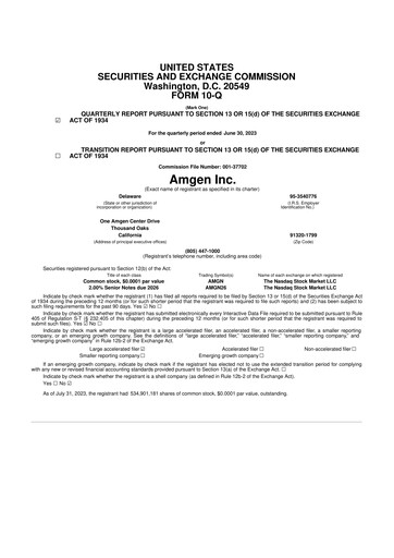 Miniature Amgen 10-Q Rapport trimestriel 2023 