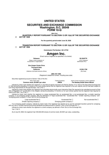 Thumbnail Amgen 10-Q Quarterly Report FY2026 