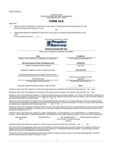 Thumbnail Peoples Bancorp 10-K Annual Report 