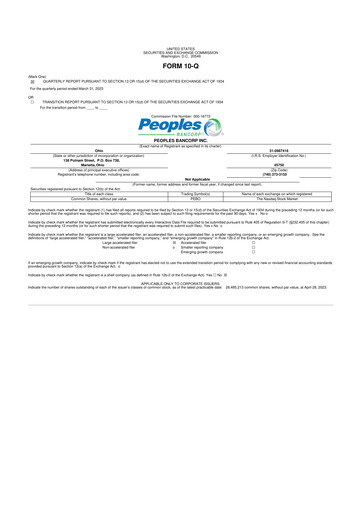 Thumbnail Peoples Bancorp 10-Q Quarterly Report FY2023 