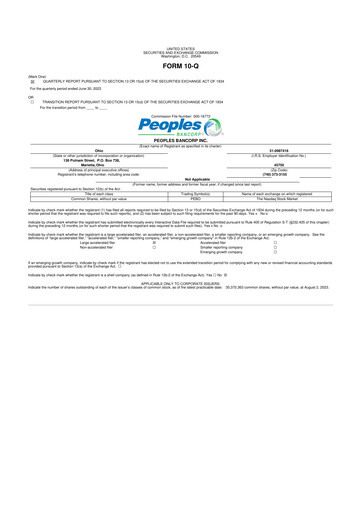 Thumbnail Peoples Bancorp 10-Q Quarterly Report FY2023 