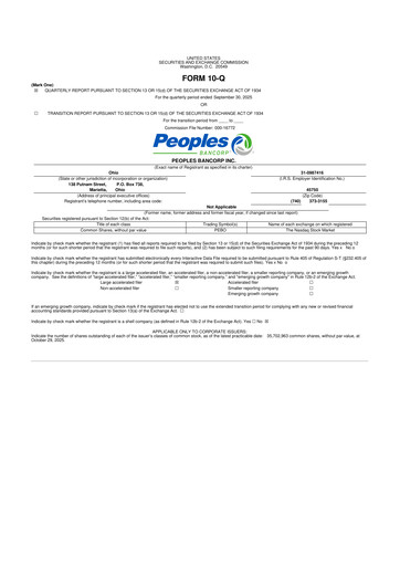 Thumbnail Peoples Bancorp 10-Q Quarterly Report FY2025 