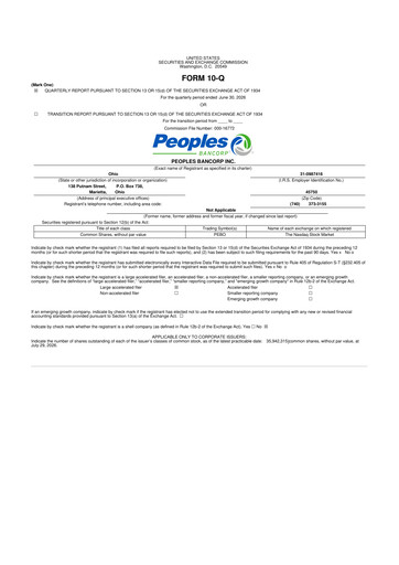 Thumbnail Peoples Bancorp 10-Q Quarterly Report FY2026 