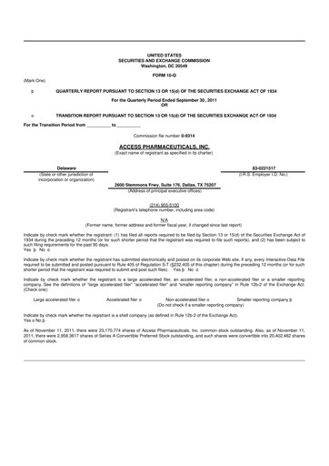 Thumbnail Abeona Therapeutics
 10-Q Quarterly Report FY2011 