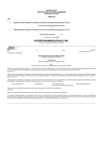 Thumbnail Abeona Therapeutics
 10-Q Quarterly Report FY2013 