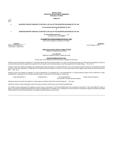 Thumbnail Abeona Therapeutics
 10-Q Quarterly Report FY2014 