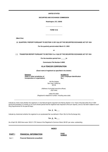 Thumbnail KLA 10-Q Quarterly Report FY 