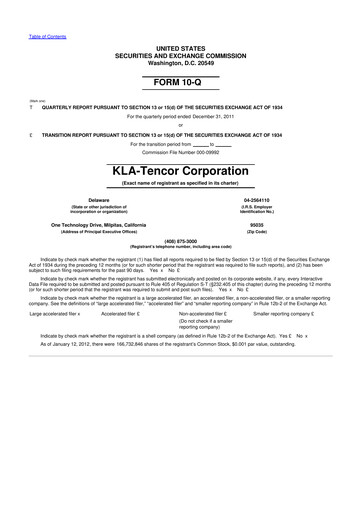 Thumbnail KLA 10-Q Quarterly Report FY2012 
