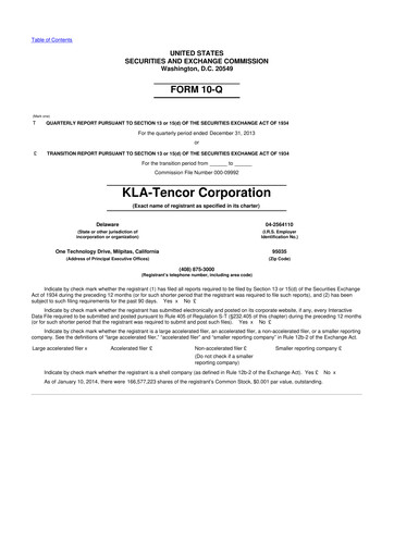 Thumbnail KLA 10-Q Quarterly Report FY2014 