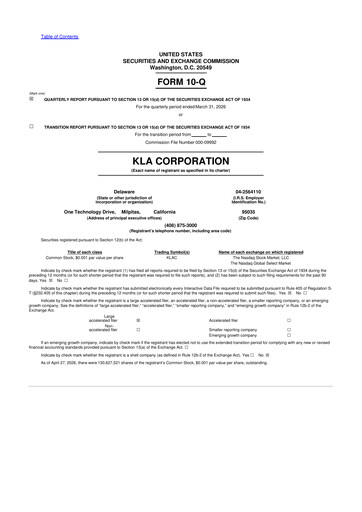 Thumbnail KLA 10-Q Quarterly Report FY 