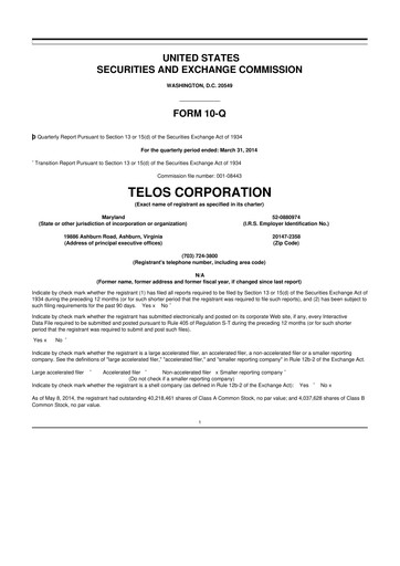 Thumbnail Telos 10-Q Quarterly Report FY2014 