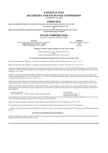 Thumbnail Telos 10-K Annual Report 2017