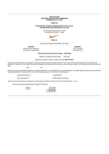 Thumbnail Nike 10-Q Quarterly Report FY 