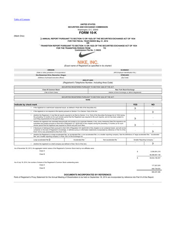 Thumbnail Nike 10-K Annual Report 2014