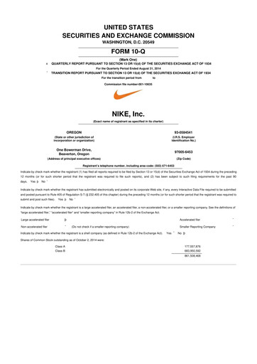 Thumbnail Nike 10-Q Quarterly Report FY2015 