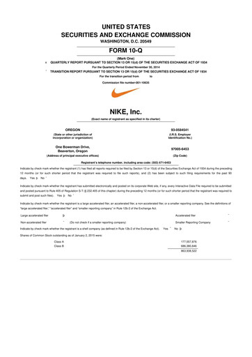 Thumbnail Nike 10-Q Quarterly Report FY2015 