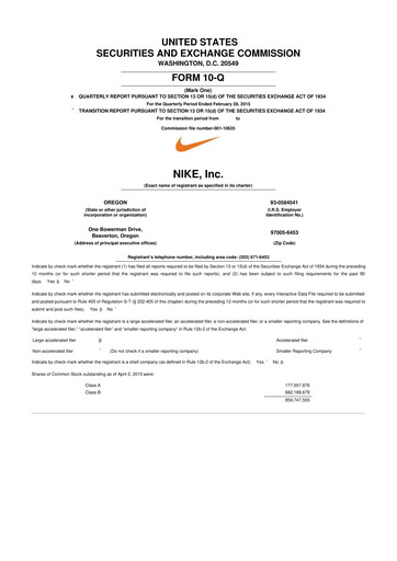 Thumbnail Nike 10-Q Quarterly Report FY2015 