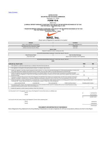 Thumbnail Nike 10-K Annual Report 2018