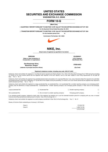 Thumbnail Nike 10-Q Quarterly Report FY2019 