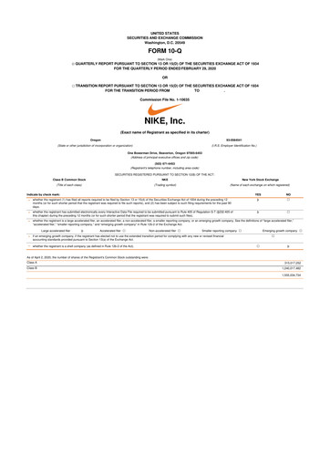 Thumbnail Nike 10-Q Quarterly Report FY2020 