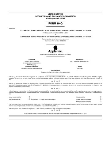 Miniature Apple 10-Q Rapport trimestriel 2017 