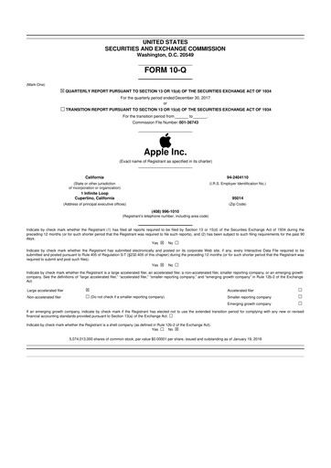 Miniature Apple 10-Q Rapport trimestriel 2018 